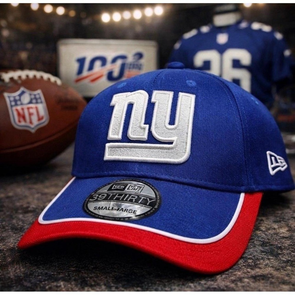 New Era 39THIRTY New York Giants NFL Hat S-L Blue Red Stretch Fit NWOT